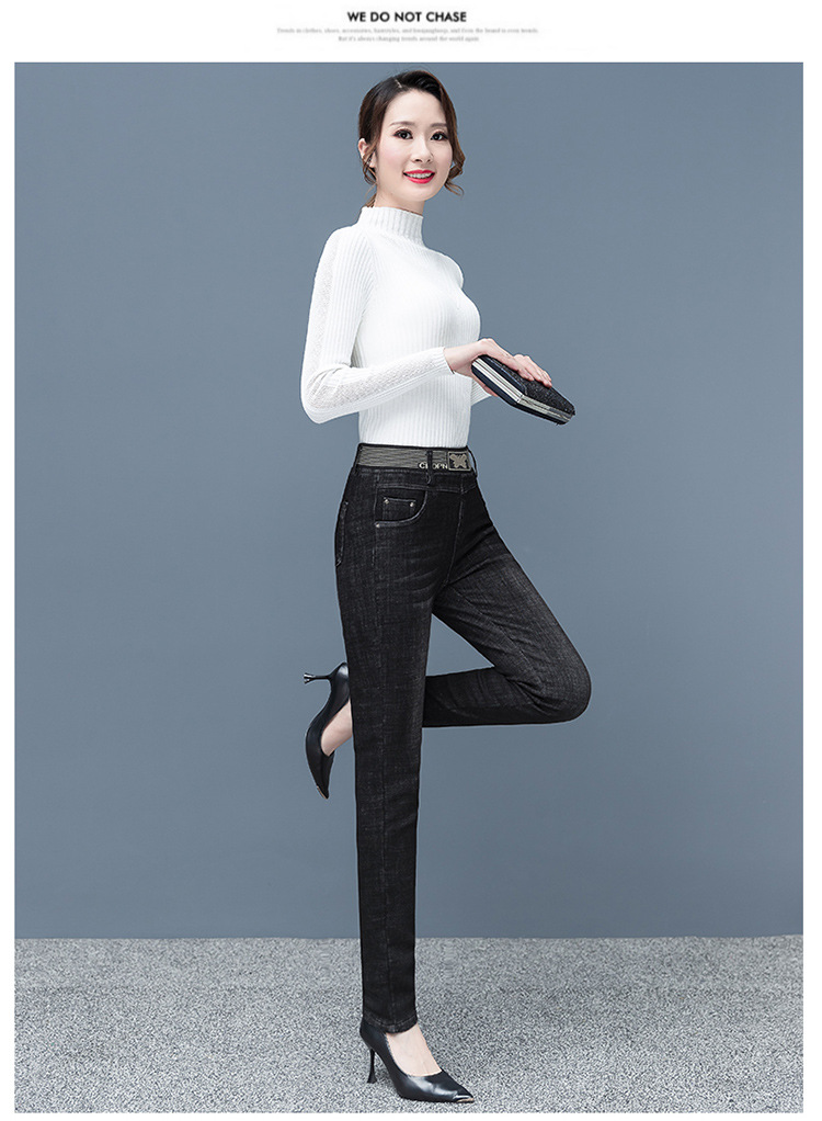 Black Jeans Women's High Waist Velvet Padded Skinny Pants 2021 Autumn and Winter Trousers Korean Style Stretch Skinny Pencil Pants Slimming Black Jeans Women's High Waist Velvet Padded Skinny Pants 2021 Autumn and Winter Trousers Korean Style Stretch Skinny Pencil Pants Slimming
