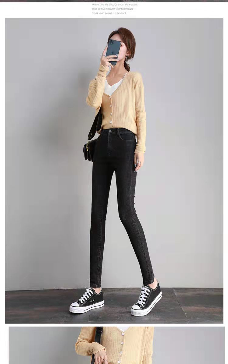 Dark Blue Jeans Women's Skinny 2022 Spring and Autumn New Slimming High Waist Stretch Skinny Ankle-Length Pants Pencil Pants