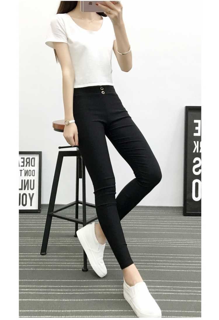 Three-Button High Waist Outer Wear Spring and Autumn Leggings Women's Pants Thin Black Leggings 2020 New Slimming Tappered Pencil Pants