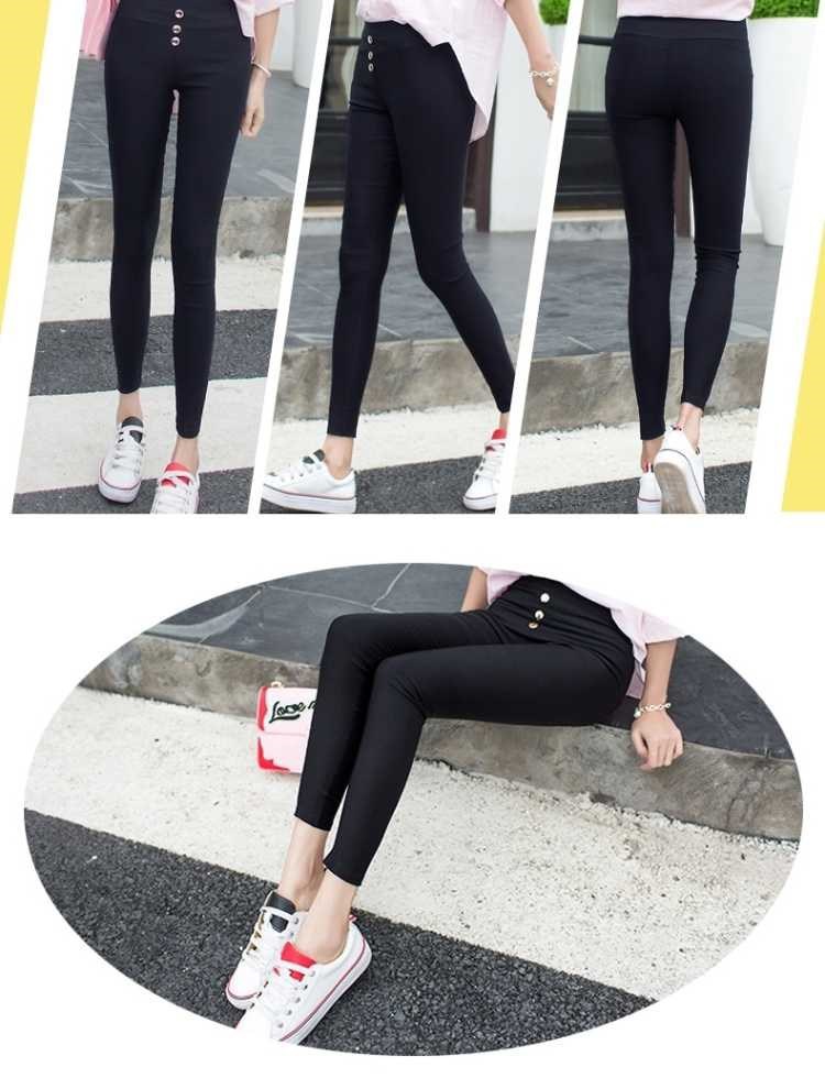 Three-Button High Waist Outer Wear Spring and Autumn Leggings Women's Pants Thin Black Leggings 2020 New Slimming Tappered Pencil Pants