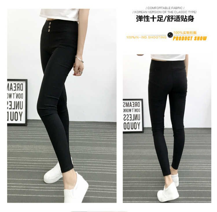 Three-Button High Waist Outer Wear Spring and Autumn Leggings Women's Pants Thin Black Leggings 2020 New Slimming Tappered Pencil Pants