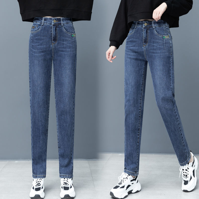 2020 Autumn and Winter Fleece-Lined Thick Warm Pants Women's Stretch Slim Women's Clothing Tappered Pencil Pants All-Matching Jeans Women