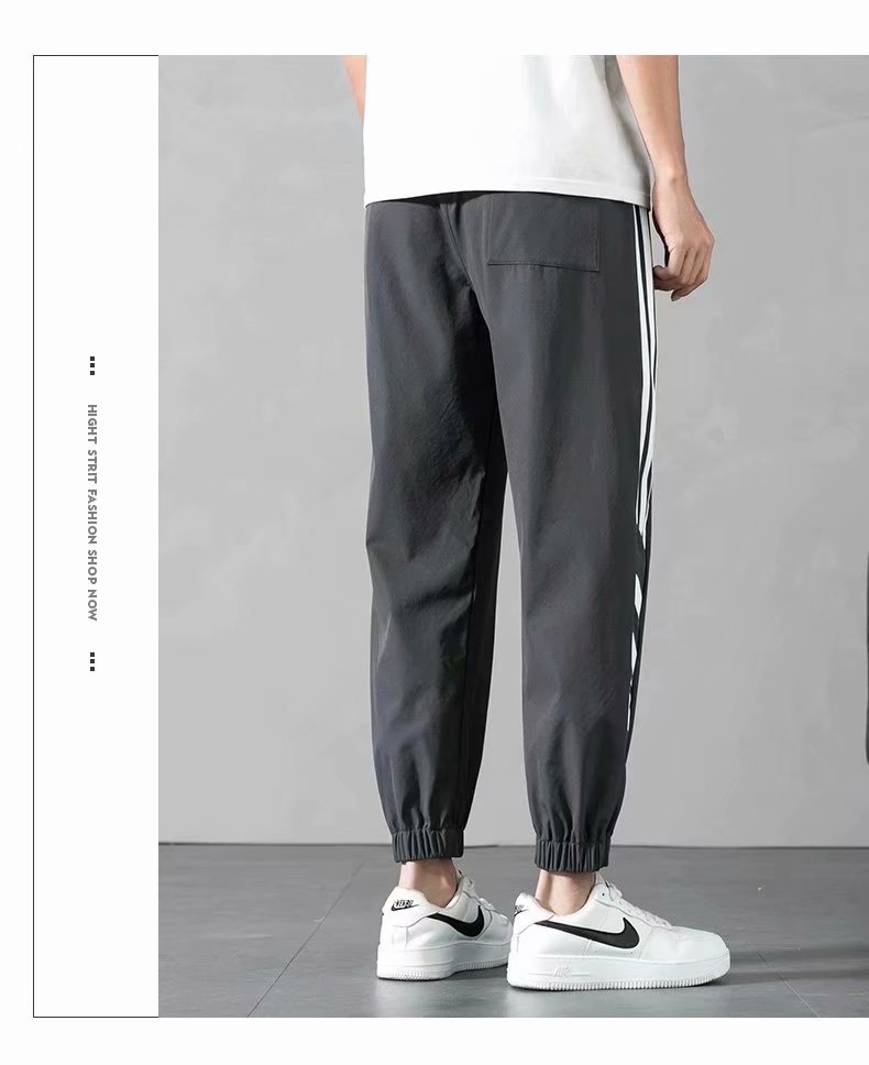 Sports Pants Men's Autumn Loose Cropped Casual Pants Trend Stripes Campus Loose Tappered Internet Celebrity Men's Ninth Pants Sports Pants Men's Autumn Loose Cropped Casual Pants Trend Stripes Campus Loose Tappered Internet Celebrity Men's Ninth Pants