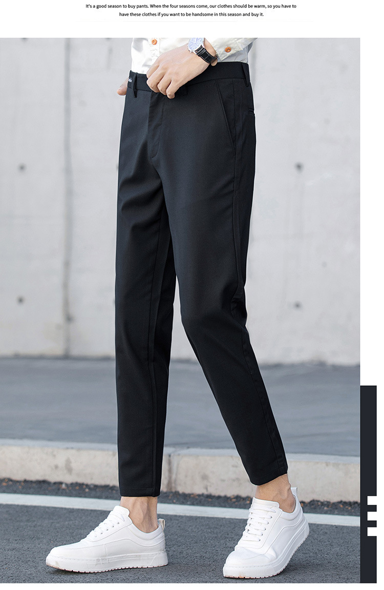 Black Small Suit Pants Men's Ninth Pants Straight Slim Fit Skinny Casual Korean Style Trendy Draping Men's Suit Pants Trendy Black Small Suit Pants Men's Ninth Pants Straight Slim Fit Skinny Casual Korean Style Trendy Draping Men's Suit Pants Trendy