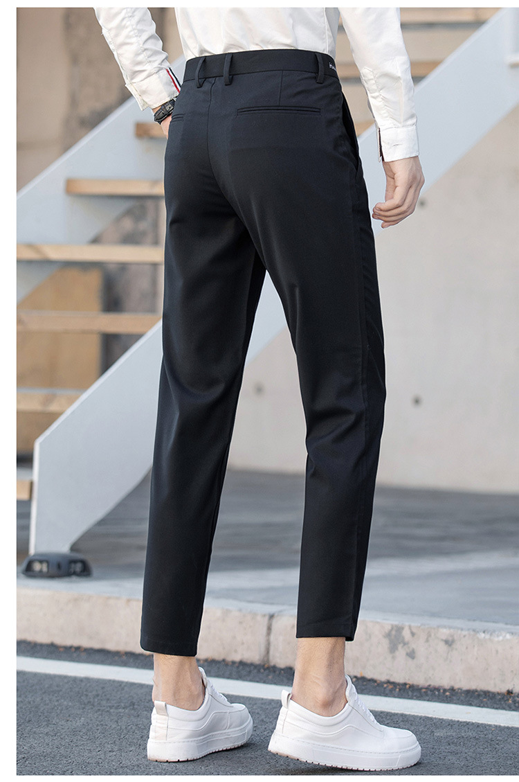 Black Small Suit Pants Men's Ninth Pants Straight Slim Fit Skinny Casual Korean Style Trendy Draping Men's Suit Pants Trendy Black Small Suit Pants Men's Ninth Pants Straight Slim Fit Skinny Casual Korean Style Trendy Draping Men's Suit Pants Trendy