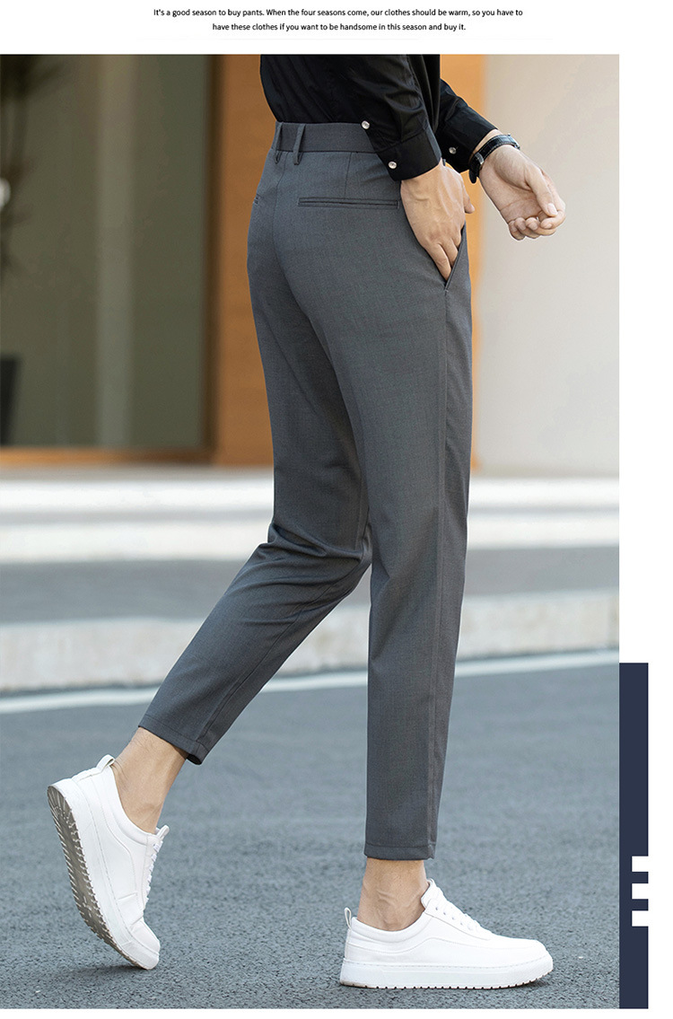 Black Small Suit Pants Men's Ninth Pants Straight Slim Fit Skinny Casual Korean Style Trendy Draping Men's Suit Pants Trendy Black Small Suit Pants Men's Ninth Pants Straight Slim Fit Skinny Casual Korean Style Trendy Draping Men's Suit Pants Trendy
