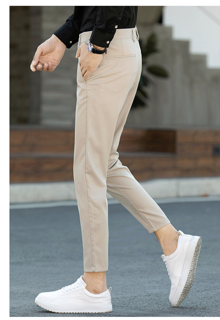 Black Small Suit Pants Men's Ninth Pants Straight Slim Fit Skinny Casual Korean Style Trendy Draping Men's Suit Pants Trendy Black Small Suit Pants Men's Ninth Pants Straight Slim Fit Skinny Casual Korean Style Trendy Draping Men's Suit Pants Trendy