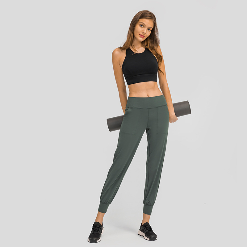 Merillat Melilette New Slim-Fitting Ankle-Tied Sports Ninth Pants Skin-Friendly Nude Feel Loose Straight Yoga Pants
