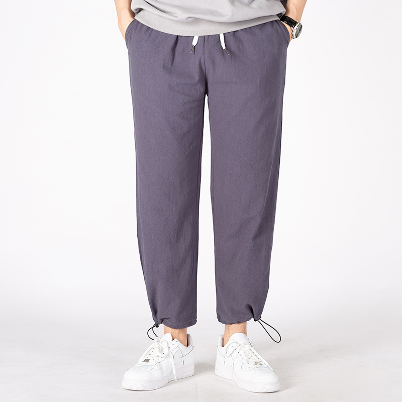 2021year Sports Pants Men&#039;s Summer Ankle Banded Pants Men&#039;s Casual Pants Men&#039;s Cotton Linen Men&#039;s Ninth Pants Summer Trendy Sweatpants