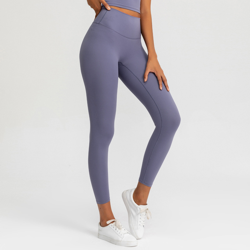 2020 Autumn New Nude Feel Yoga Pants Women&#039;s No Embarrassment Line High Waist Hip Lift Stretch Fitness Sports Ninth Pants