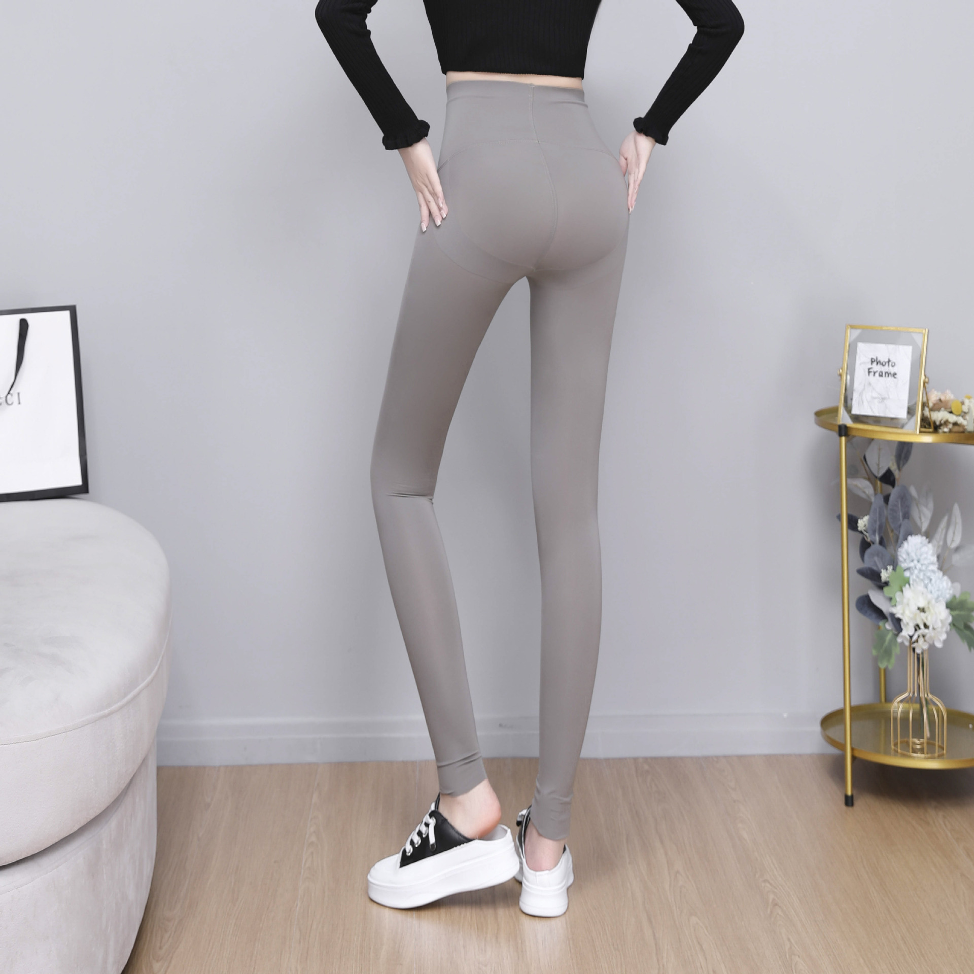 [Cross-Border] Women&#039;s Outer Wear Sports Tight Butt-Lift Underwear Shark Skin Leggings Waist Shaping European and American Pants Yoga Ninth Pants