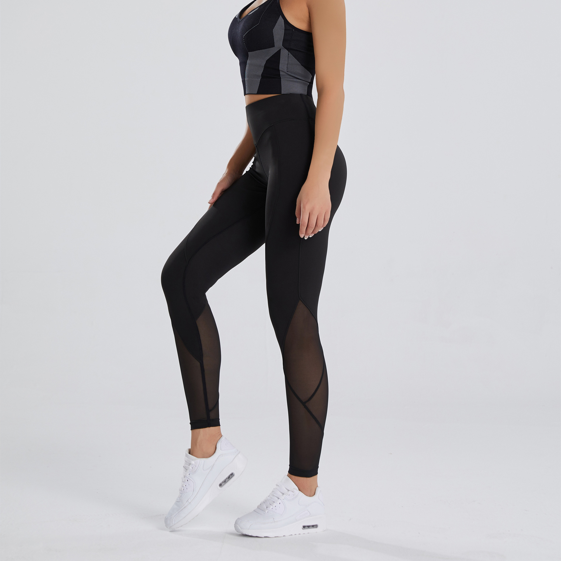 Shengzhan Knitted Sports Yoga Ninth Pants Tight High Waist Hip Lift Quick-Drying Running Fitness Pants One Piece Dropshipping