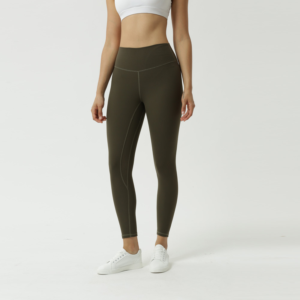 Amazon New Double-Sided Brushed Yoga Pants Women's Skin-Friendly Nude Feel Yoga Ninth Pants High Waist Hip Lift Yoga