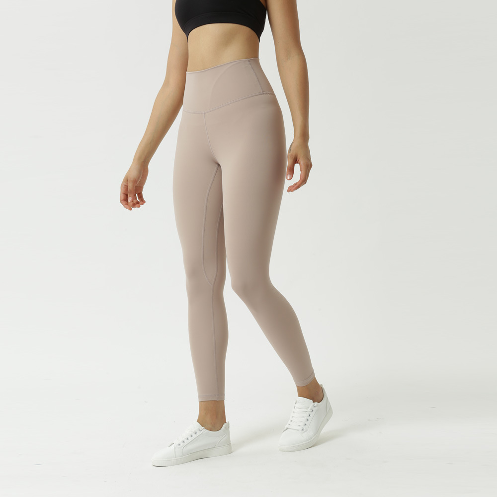 Amazon New Double-Sided Brushed Yoga Pants Women's Skin-Friendly Nude Feel Yoga Ninth Pants High Waist Hip Lift Yoga
