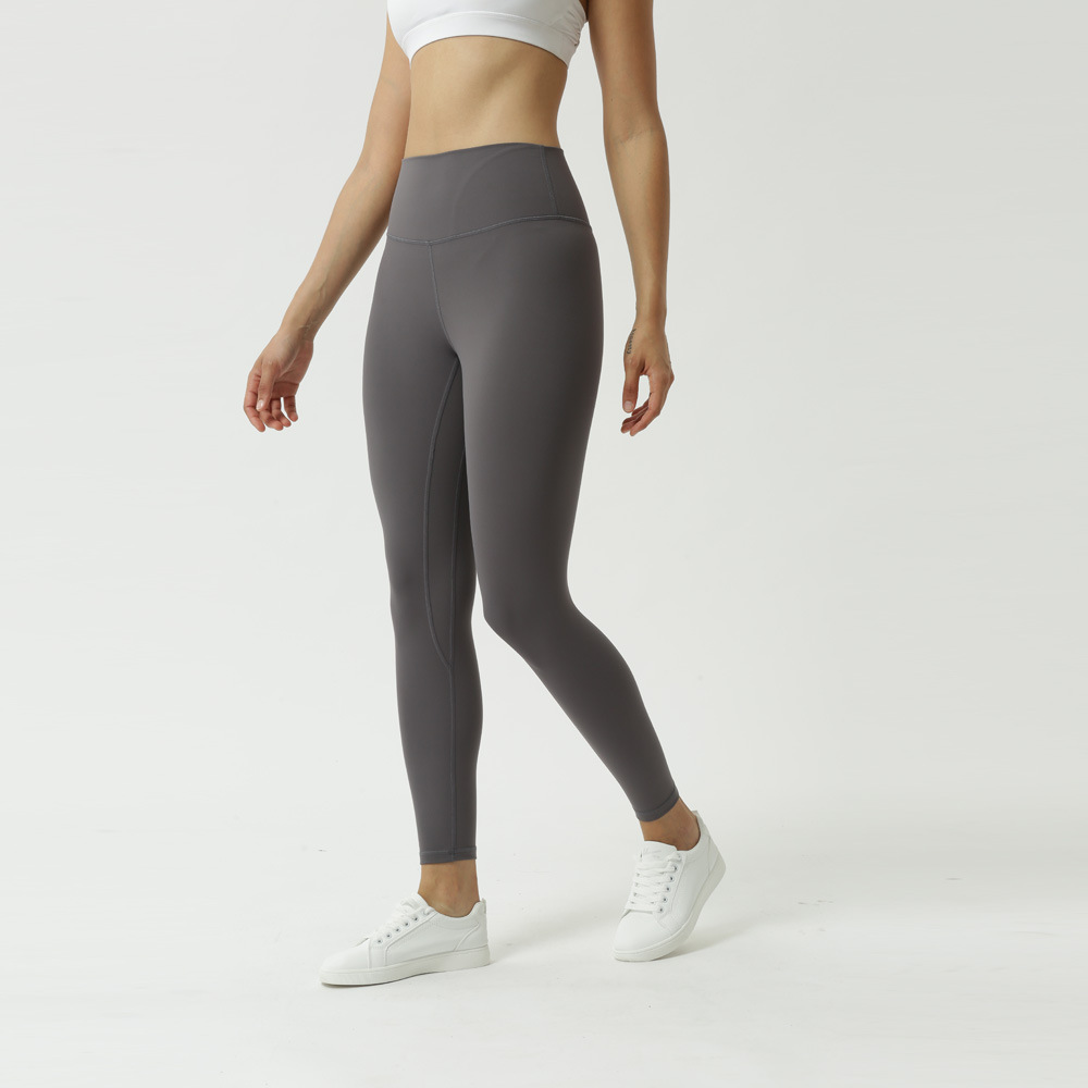 Amazon New Double-Sided Brushed Yoga Pants Women's Skin-Friendly Nude Feel Yoga Ninth Pants High Waist Hip Lift Yoga