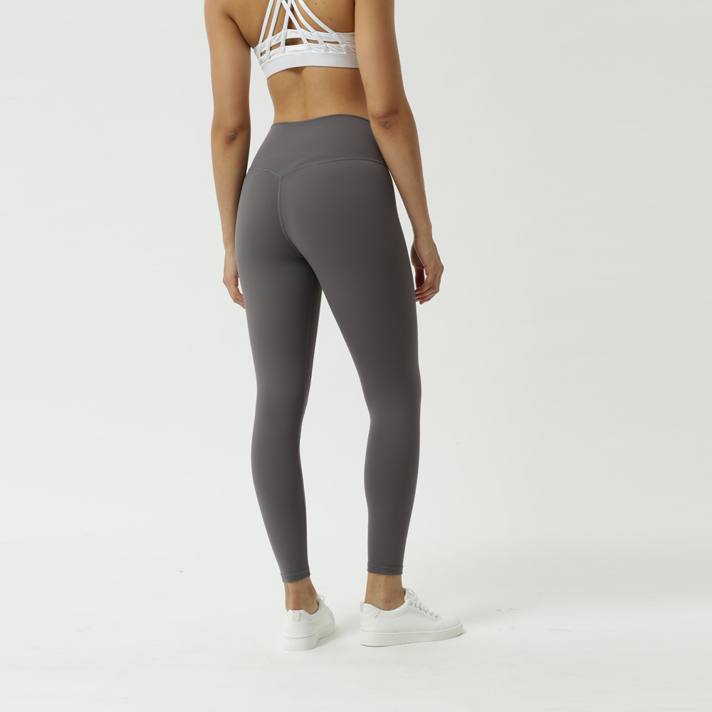 Amazon New Double-Sided Brushed Yoga Pants Women's Skin-Friendly Nude Feel Yoga Ninth Pants High Waist Hip Lift Yoga