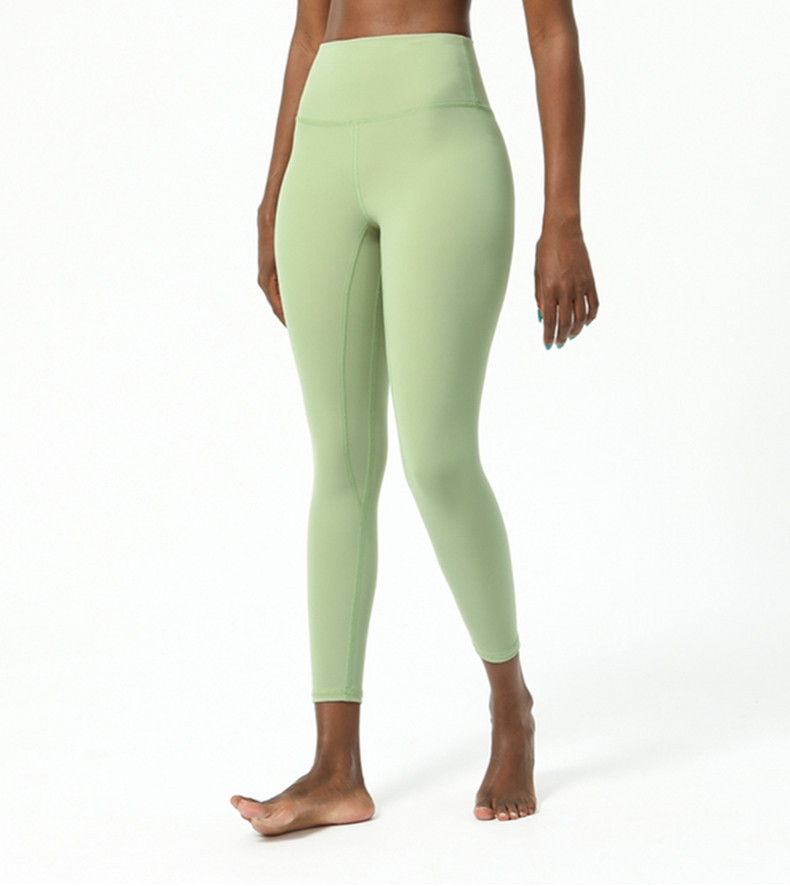 Amazon New Double-Sided Brushed Yoga Pants Women's Skin-Friendly Nude Feel Yoga Ninth Pants High Waist Hip Lift Yoga