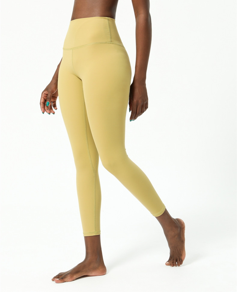 Amazon New Double-Sided Brushed Yoga Pants Women's Skin-Friendly Nude Feel Yoga Ninth Pants High Waist Hip Lift Yoga