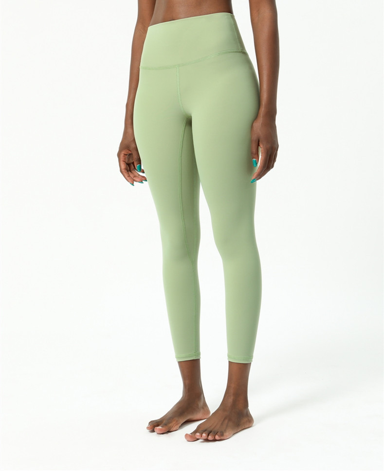 Amazon New Double-Sided Brushed Yoga Pants Women's Skin-Friendly Nude Feel Yoga Ninth Pants High Waist Hip Lift Yoga