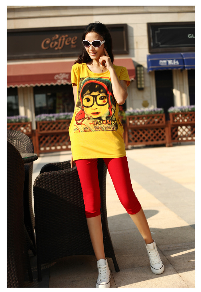 Italy pants cropped trousers in strawberry Strawberry Candy-colored woven leggings pencil pants elasticity
