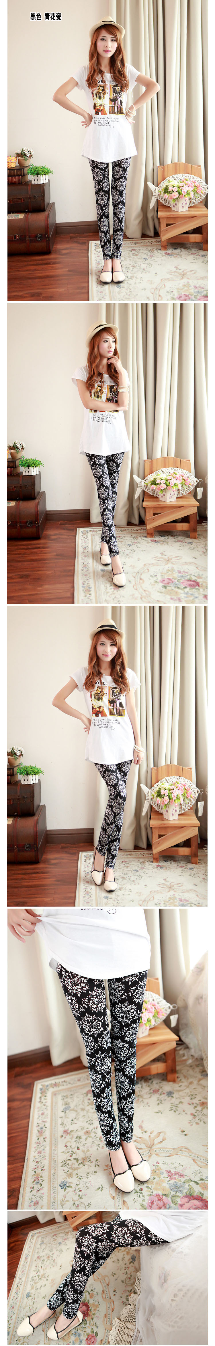 Spring and autumn new Korean women's slim and slim cropped trousers with printed milk silk leggings Spring and autumn new Korean women's slim and slim cropped trousers with printed milk silk leggings