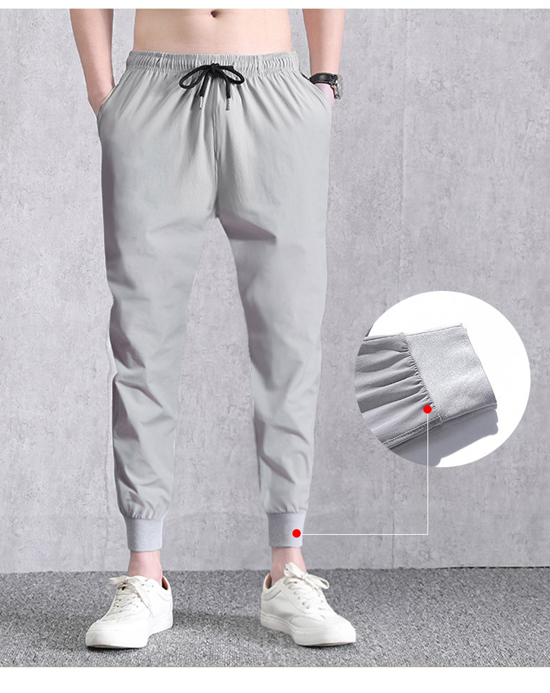 Summer New Casual Pants Men's Ninth Pants Ice Silk Elastic Skinny Straight-through Closed Pants Quick-Drying Sports Pants Men's Fashion Summer New Casual Pants Men's Ninth Pants Ice Silk Elastic Skinny Straight-through Closed Pants Quick-Drying Sports Pants Men's Fashion
