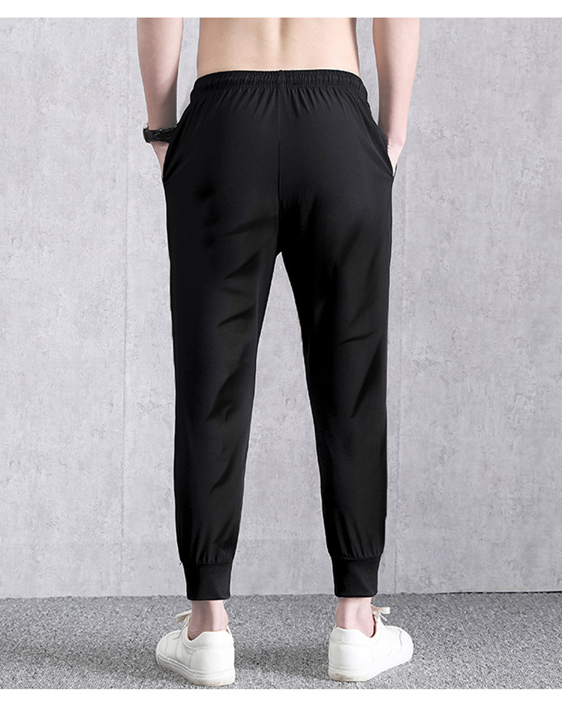 Summer New Casual Pants Men's Ninth Pants Ice Silk Elastic Skinny Straight-through Closed Pants Quick-Drying Sports Pants Men's Fashion Summer New Casual Pants Men's Ninth Pants Ice Silk Elastic Skinny Straight-through Closed Pants Quick-Drying Sports Pants Men's Fashion