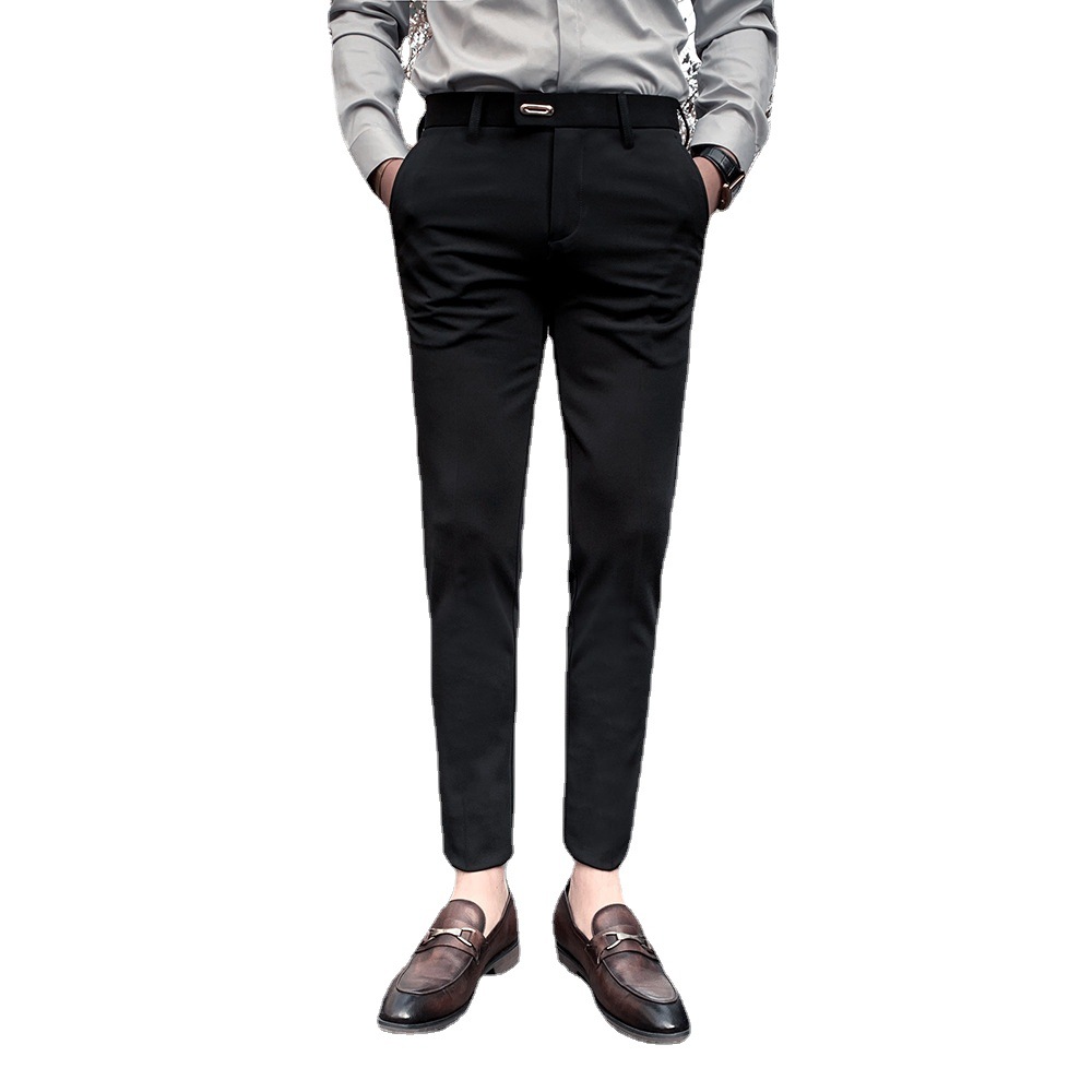 Summer Men&#039;s Casual Pants Straight Casual Suit Pants Slim Fit Men&#039;s Ninth Pants Trendy Skinny Thin Business Pants
