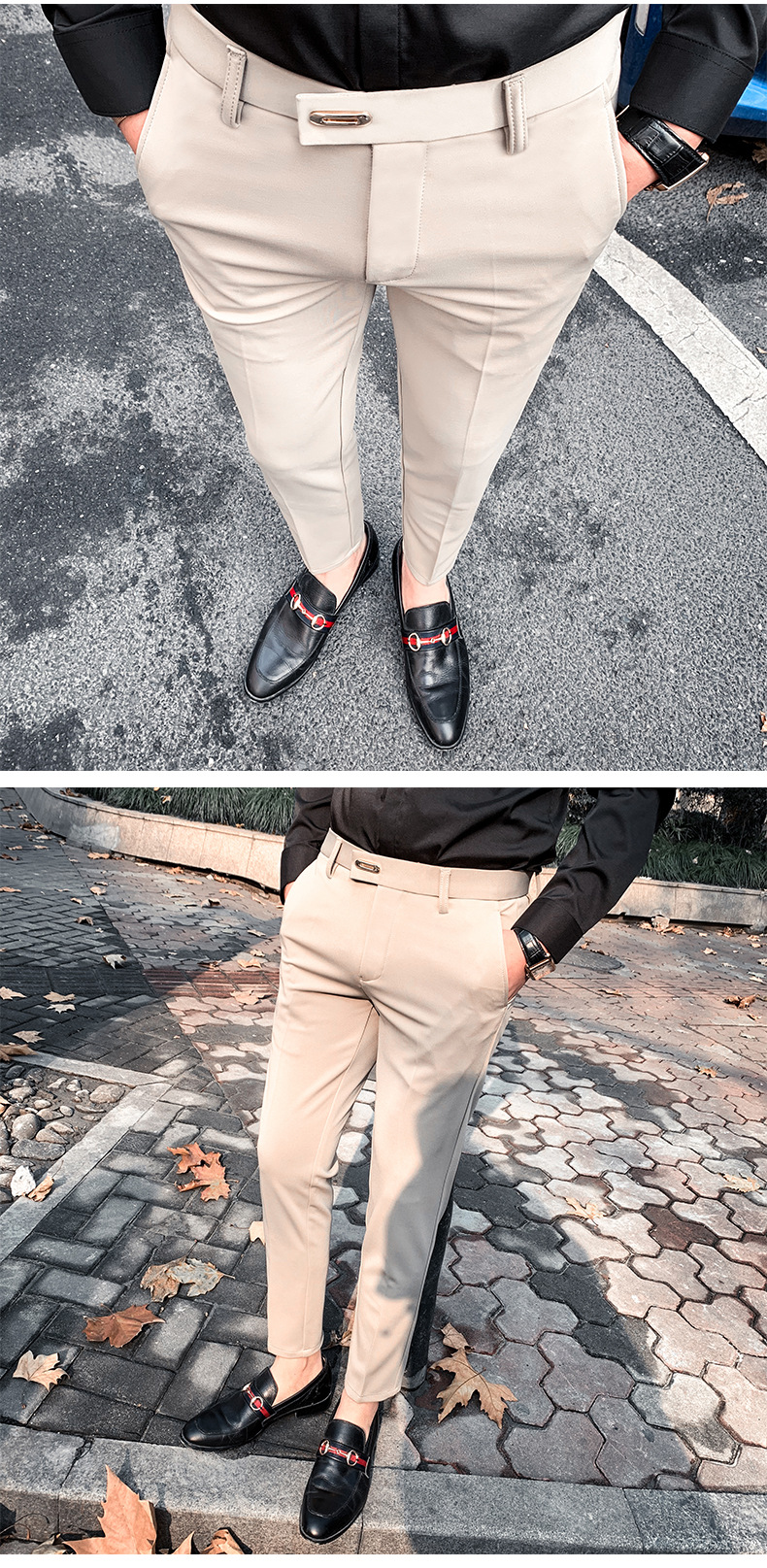 Summer Men's Casual Pants Straight Casual Suit Pants Slim Fit Men's Ninth Pants Trendy Skinny Thin Business Pants