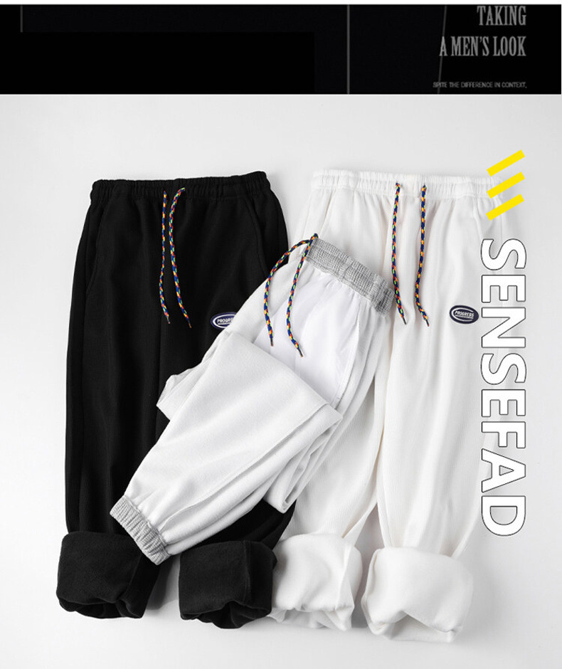 2022 Japanese Waffle Velvet Sweatpants Men's Large Size Sports Ninth Pants Trendy Spring and Autumn Warm Ankle Banded Pants 2022 Japanese Waffle Velvet Sweatpants Men's Large Size Sports Ninth Pants Trendy Spring and Autumn Warm Ankle Banded Pants