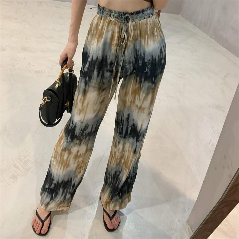 Foreign Trade Wholesale Thailand Cross-Border Hot Tie-Dyed Wide-Leg Pants Women's 2021 Summer New Cropped Trousers Foreign Trade Wholesale Thailand Cross-Border Hot Tie-Dyed Wide-Leg Pants Women's 2021 Summer New Cropped Trousers
