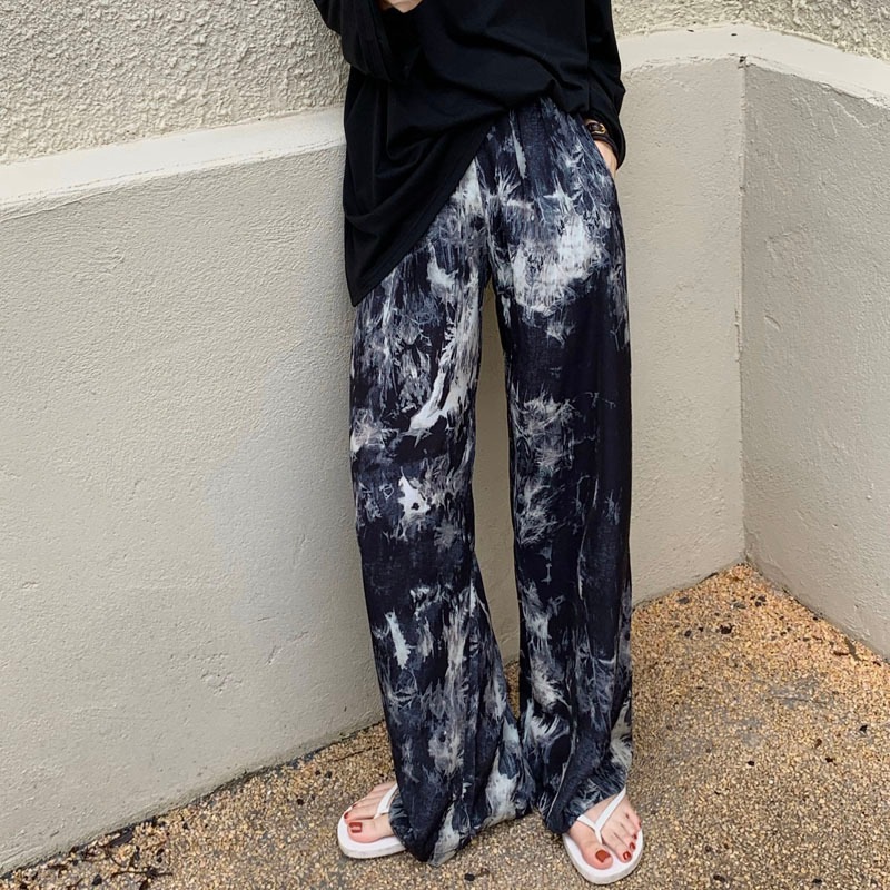 Foreign Trade Wholesale Thailand Cross-Border Hot Tie-Dyed Wide-Leg Pants Women's 2021 Summer New Cropped Trousers Foreign Trade Wholesale Thailand Cross-Border Hot Tie-Dyed Wide-Leg Pants Women's 2021 Summer New Cropped Trousers