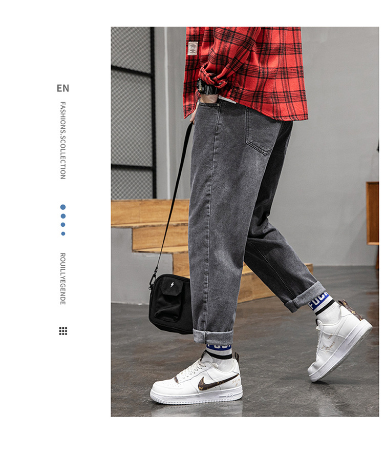 Lktm Men 'S# Jeans Men 'S Summer Draping Wide Leg Loose Straight Leg Dad Jeans Korean Style Trendy Cropped Trousers Lktm Men 'S# Jeans Men 'S Summer Draping Wide Leg Loose Straight Leg Dad Jeans Korean Style Trendy Cropped Trousers
