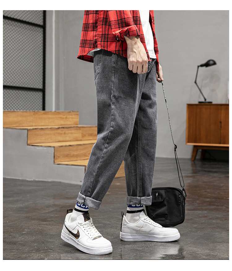 Lktm Men 'S# Jeans Men 'S Summer Draping Wide Leg Loose Straight Leg Dad Jeans Korean Style Trendy Cropped Trousers Lktm Men 'S# Jeans Men 'S Summer Draping Wide Leg Loose Straight Leg Dad Jeans Korean Style Trendy Cropped Trousers