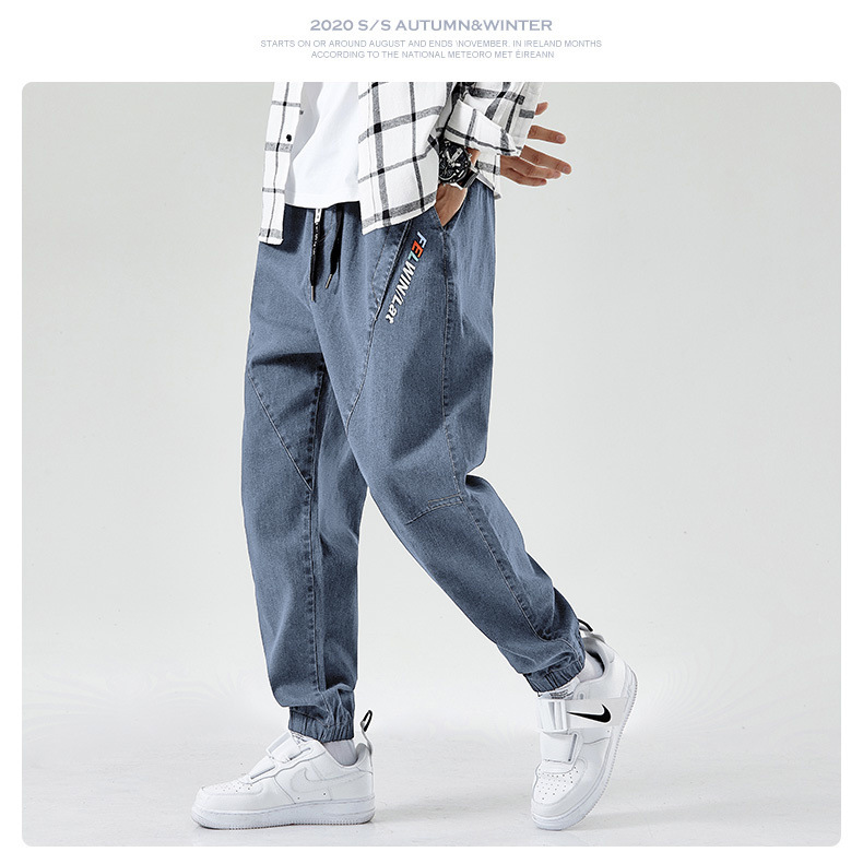 Men's Jeans 2021 Spring and Autumn New Elastic Straight Jeans Men's Loose Cargo Casual Cropped Trousers Men's Jeans 2021 Spring and Autumn New Elastic Straight Jeans Men's Loose Cargo Casual Cropped Trousers