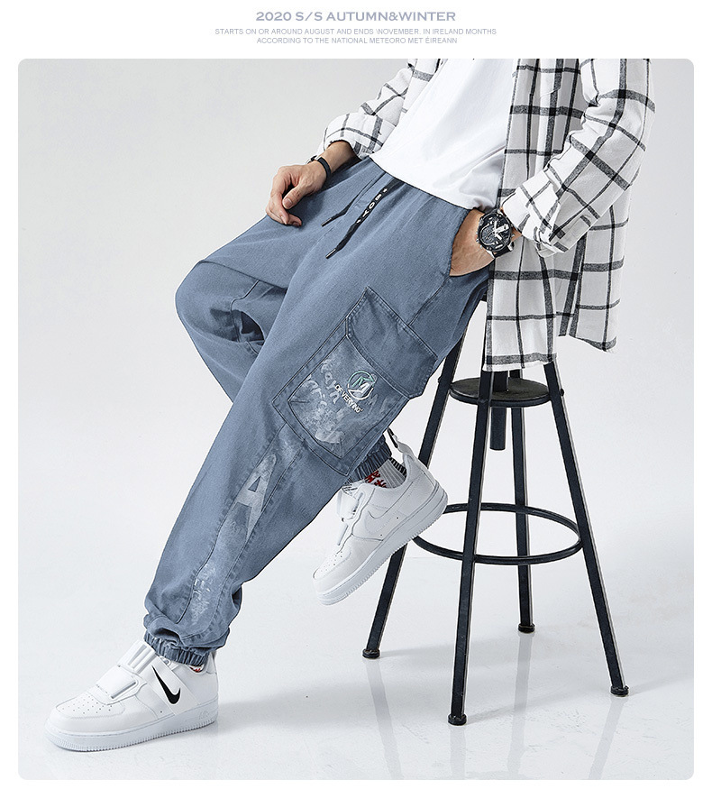 Men's Jeans 2021 Spring and Autumn New Elastic Straight Jeans Men's Loose Cargo Casual Cropped Trousers Men's Jeans 2021 Spring and Autumn New Elastic Straight Jeans Men's Loose Cargo Casual Cropped Trousers