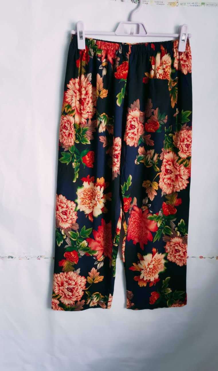 Popular Middle-Aged and Elderly Cotton Silk Cropped Trousers Air Conditioning Room Homewear Mother's Casual Loose plus-Sized Size Widened Pajama Pants
