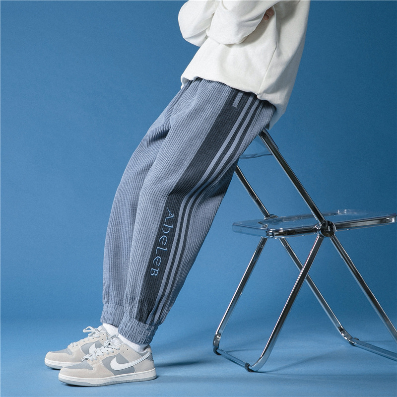 Spring 2021 New Corduroy Casual Men&#039;s Cropped Trousers Large Size Loose Harem Pants for Middle School Students One Piece Dropshipping