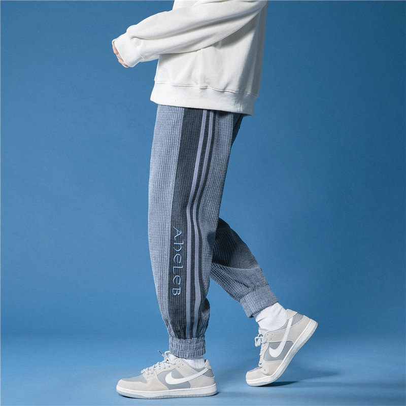 Spring 2021 New Corduroy Casual Men&#039;s Cropped Trousers Large Size Loose Harem Pants for Middle School Students One Piece Dropshipping