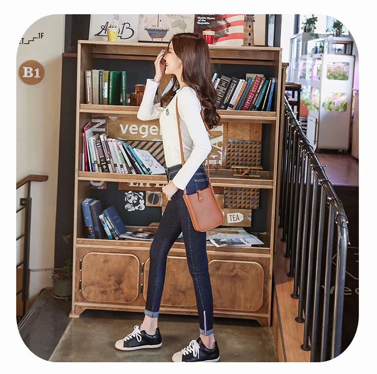 High - waisted, tight, slim, curled up, ladies' jeans. Versatile, cuffed, pencil - trimmed, cropped trousers
