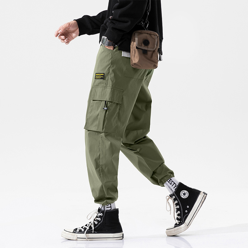 Overalls Men&#039;s Autumn and Winter Pocket Loose Tappered Harem Hong Kong Style All-Matching Fashion Brand Sports Men Casual Cropped Trousers