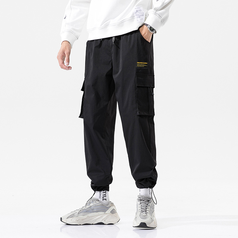 Overalls Men&#039;s Autumn and Winter Pocket Loose Tappered Harem Hong Kong Style All-Matching Fashion Brand Sports Men Casual Cropped Trousers