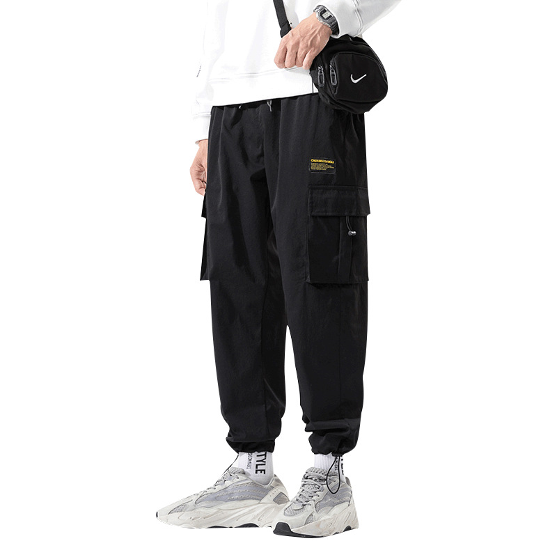 Overalls Men&#039;s Autumn and Winter Pocket Loose Tappered Harem Hong Kong Style All-Matching Fashion Brand Sports Men Casual Cropped Trousers