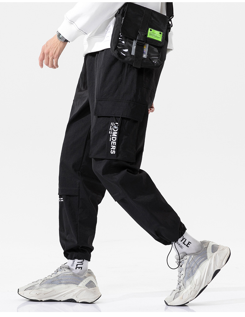 Overalls Men's Autumn and Winter Pocket Loose Tappered Harem Hong Kong Style All-Matching Fashion Brand Sports Men Casual Cropped Trousers