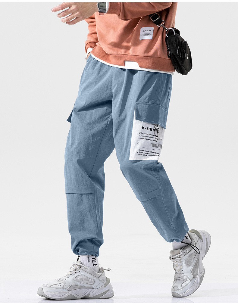 Overalls Men's Autumn and Winter Pocket Loose Tappered Harem Hong Kong Style All-Matching Fashion Brand Sports Men Casual Cropped Trousers