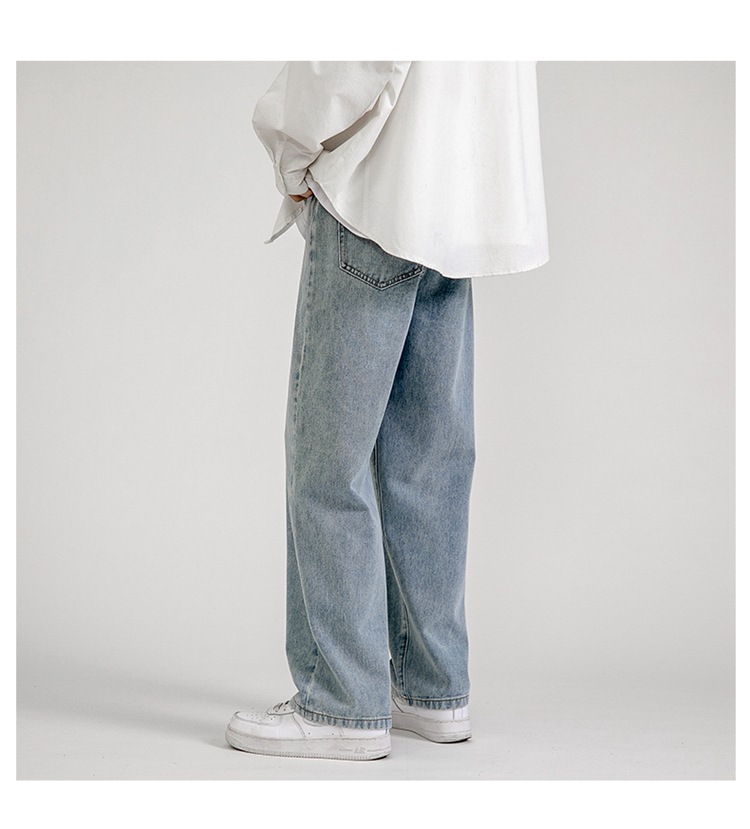 Lktm Men's# Spring Black Jeans Men's Ins Loose Straight Wide Leg Daddy Pants Fashion Brand Cropped Trousers
