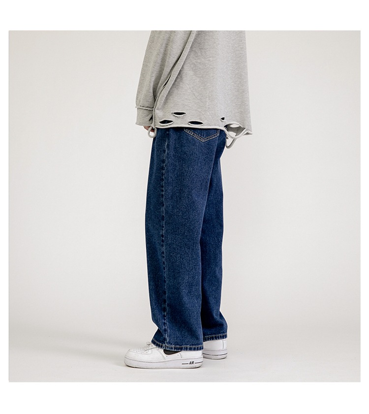 Lktm Men's# Spring Black Jeans Men's Ins Loose Straight Wide Leg Daddy Pants Fashion Brand Cropped Trousers