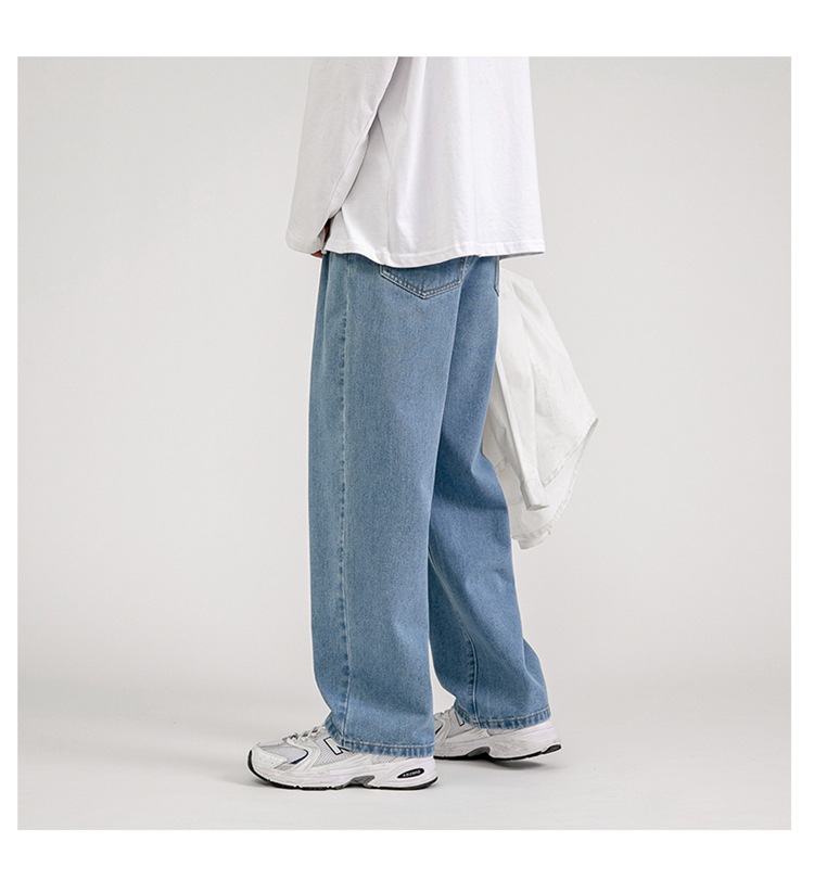 Lktm Men's# Spring Black Jeans Men's Ins Loose Straight Wide Leg Daddy Pants Fashion Brand Cropped Trousers