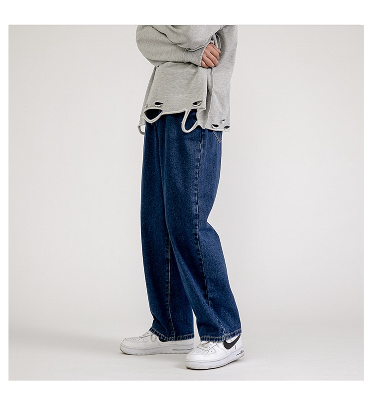 Lktm Men's# Spring Black Jeans Men's Ins Loose Straight Wide Leg Daddy Pants Fashion Brand Cropped Trousers