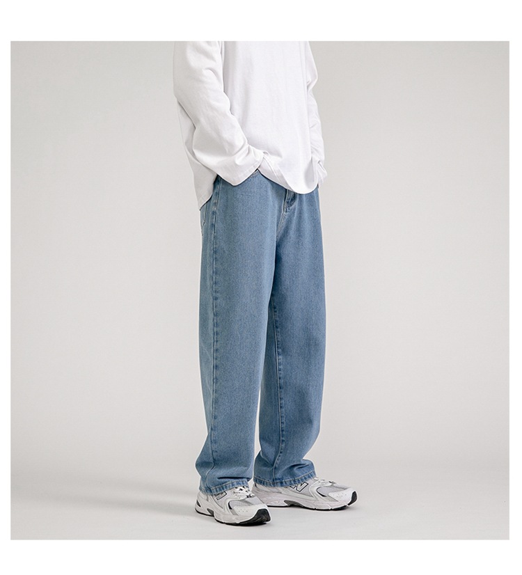 Lktm Men's# Spring Black Jeans Men's Ins Loose Straight Wide Leg Daddy Pants Fashion Brand Cropped Trousers